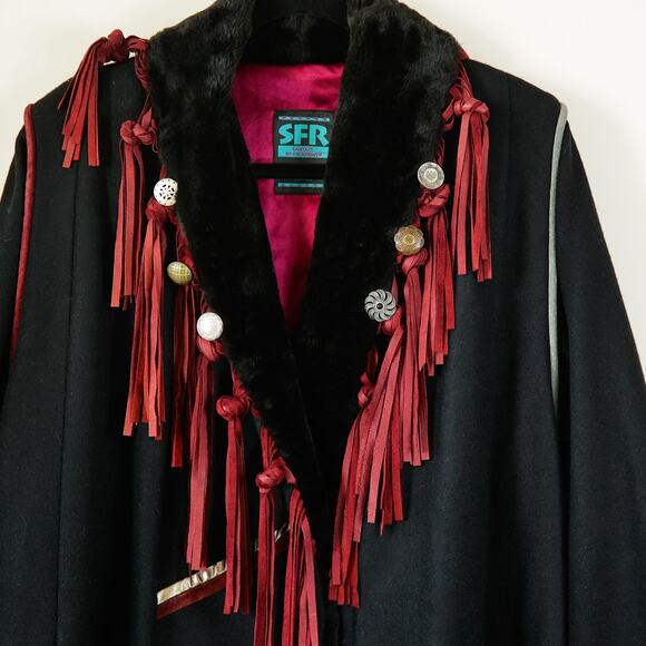 Vintage SFR Santa Fe Recreations Denver wool and silk Fringe Sherpa Coat size M - Picture 4 of 9